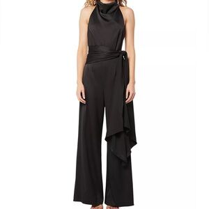 Elliatt Black Halter Wide-Leg Jumpsuit with Sash